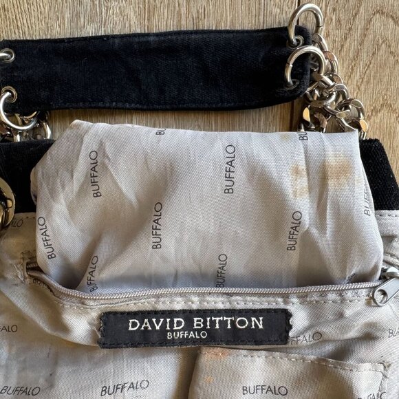 Buffalo David Bitton Black Velvet Silver Chain Strap Squishy Hobo Shoulder Bag - Picture 10 of 17